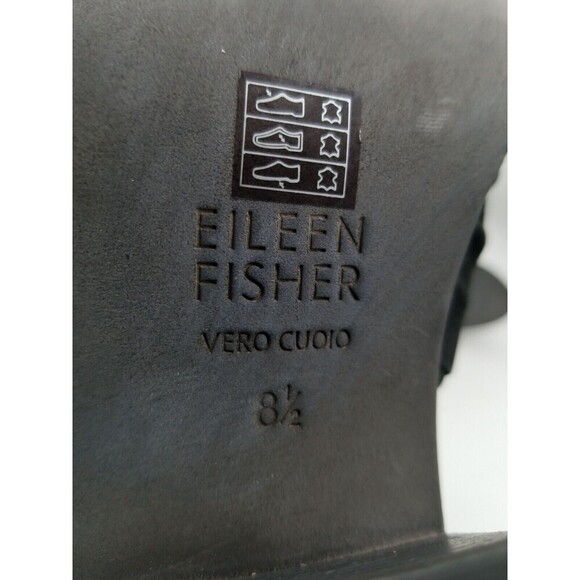 Eileen Fisher Womens Black Leather Walt Cross Cut Out Ankle Booties 8.5 - Picture 7 of 7